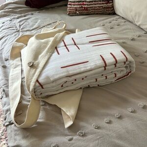 Magnolia Organics Cloud Collection Blanket Quilt -Brush Lines-Terra Cotta -Twin